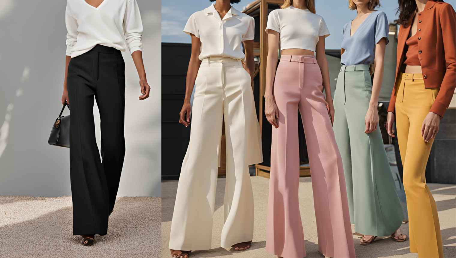 Flared bottoms: Wide-leg pants and A-line skirts