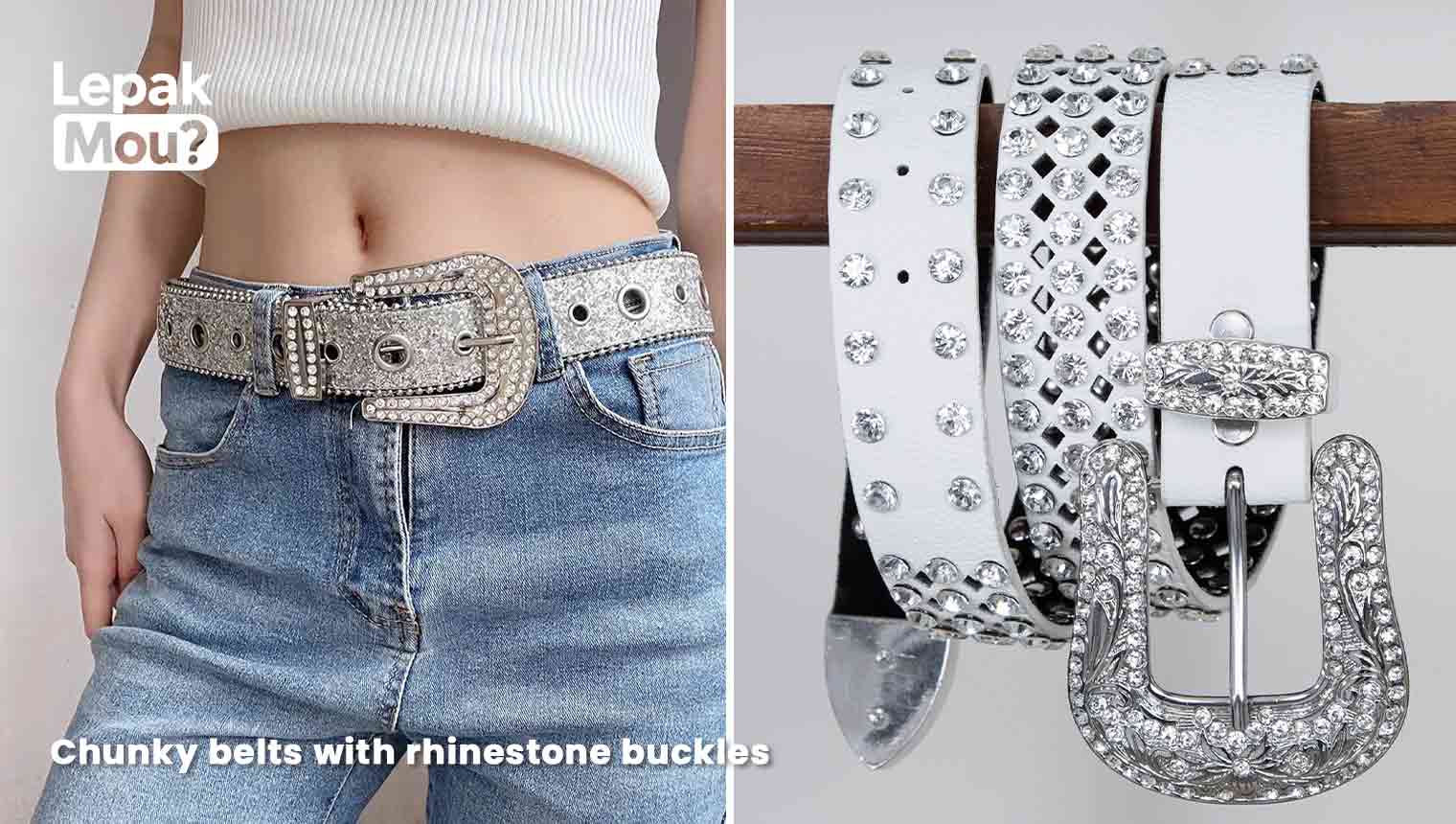 Y2K Accessories: Chunky belts with rhinestone buckles
