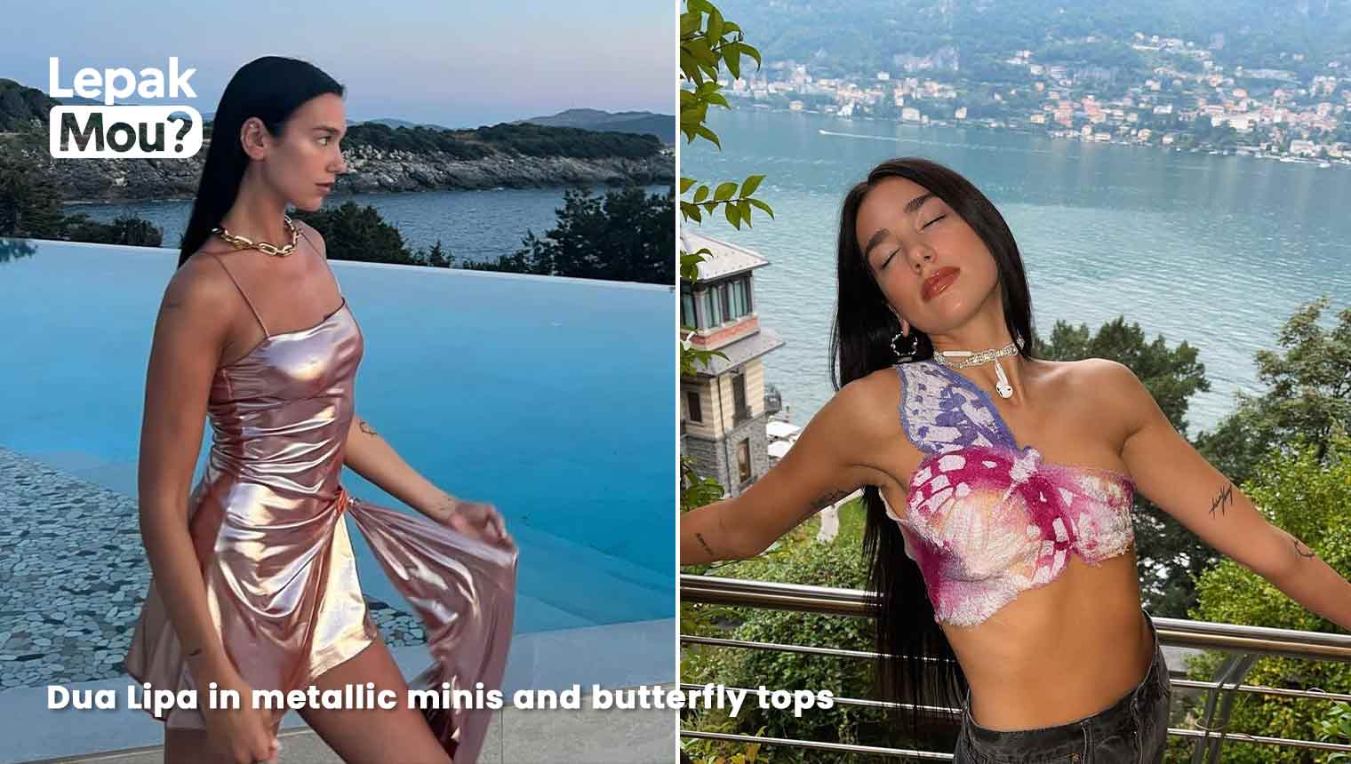 Dua Lipa in Y2K Style: metallic minis and butterfly tops