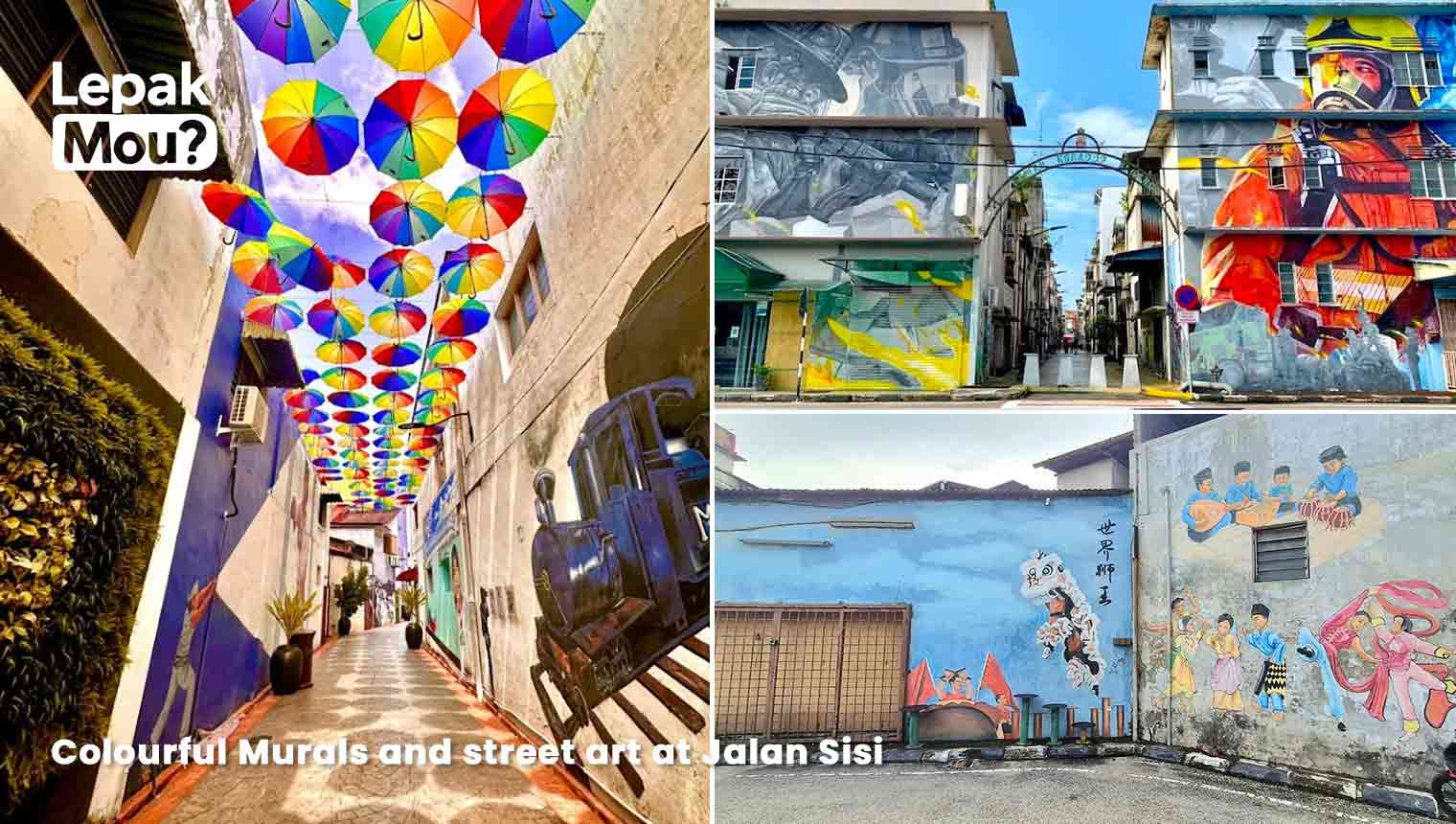 Colourful Murals and street art at Muar, Jalan Sisi