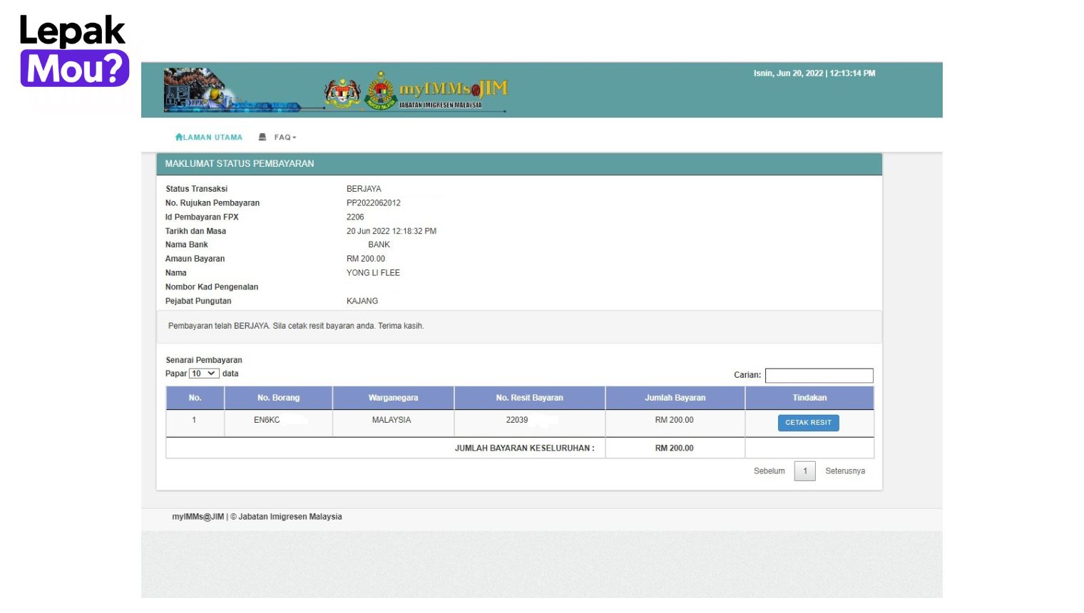 How to renew passport online Malaysia: Step 7, Make Payment