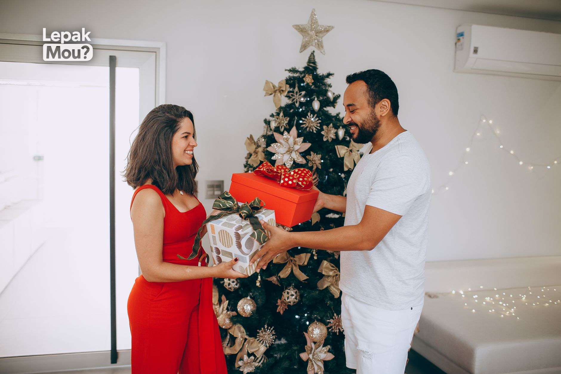 A pile of wrapped Christmas gifts