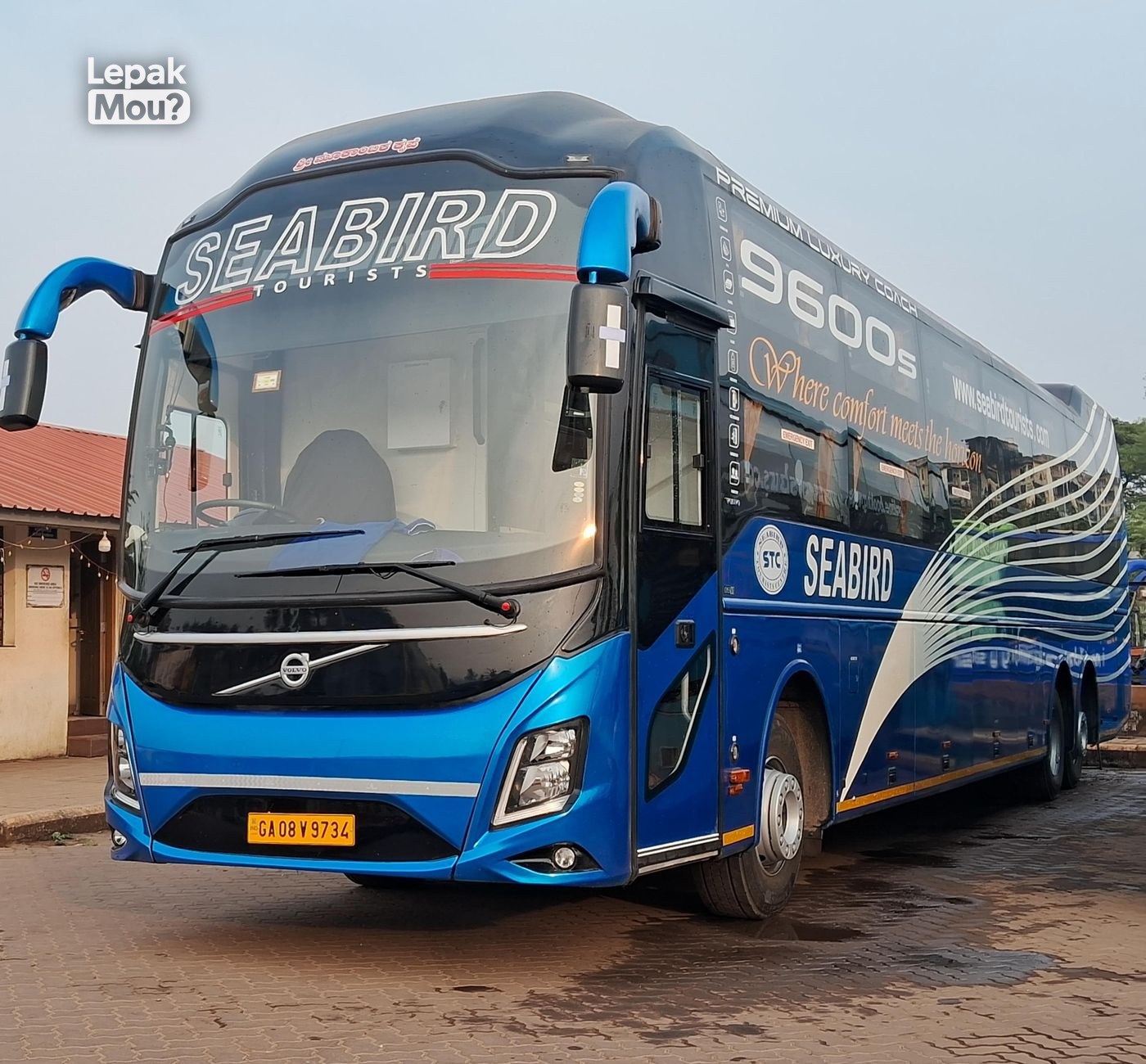 An intercity coach bus, a common way to travel from Malaysia to Singapore