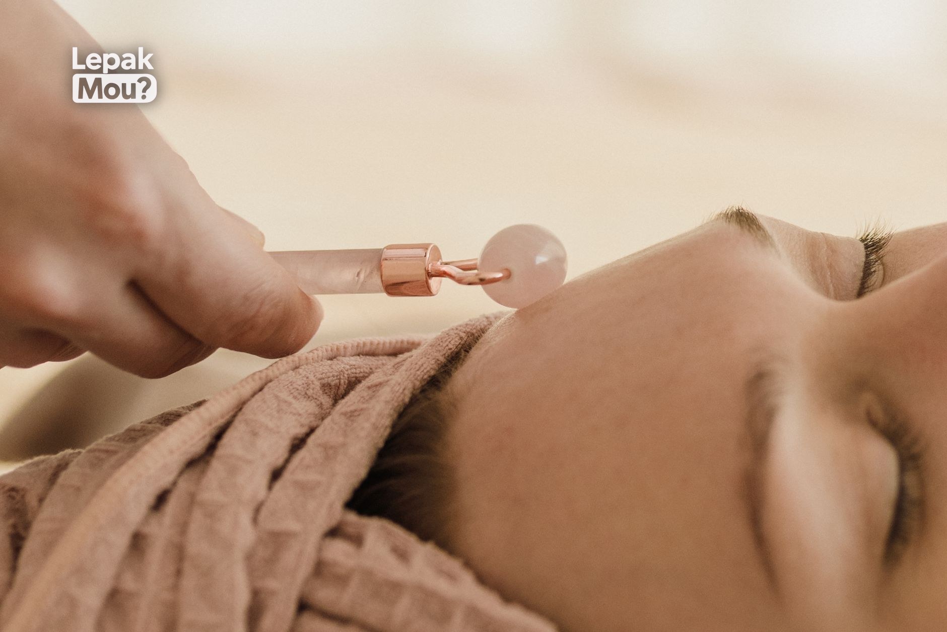 A close-up of a facial skincare treatment